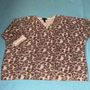 I.N.C International Concepts Leopard print sequenced v-neck pullover NEW size 3X